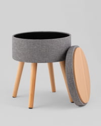 Пуф с ящиком Store Woody рогожка серая