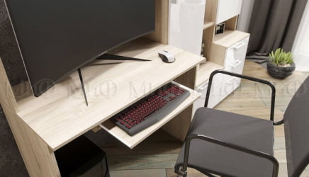 Стол компьютерный №6 ЛДСП Дуб сонома/Белый глянец