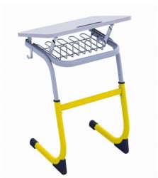 Парта одноместная регулируемая по высоте СМАРТЙ 600х500 с углом наклона столешницы (рост 5-7) Желтый/Серый / SMARTY