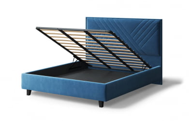 Кровать МИРА 2000*1200мм (на опорах), велюр Бренди лайт 08 (синий), (б/основания, б/матраса)