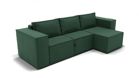 Диван Хилтон-3 угол левый/правый (ЗР) Цвет фасада: Зеленый; Тип: Левый/правый; Материал фасада: Металл/Велюр
