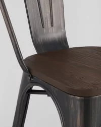 Стул Tolix Wood 850 Черная патина с золотом
