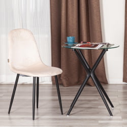 Стул для кухни BREEZE (mod. JSC-58) Велюр/металл , 44 х 53 х 86 см, creamy (кремовый) HLR 5 / черный