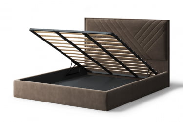Кровать МИРА 2000*1600мм (без опор), велюр Бренди лайт 29 (коричневый), (б/основания, б/матраса)