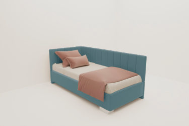 Детская кровать 120 190 ТЕРРА БЕЗ ОСНОВАНИЯ (BERHOUSE) Материал фасада: Металл/Велюр; Спальное место: 1200х1900; Цвет: Голубой