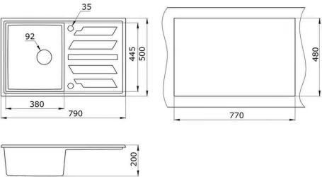 Кухонная мойка ГРАНУЛА 8002 Графит / GRANULA