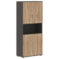 Шкаф с двумя комплектами глухих малых дверей ЕДИС ЕХCС 85.4 Дуб Денвер светлый Белый Мокко / EDIS EHCS