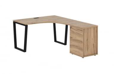 Стол эргономичный с тумбой правый EDIS EVCET 1318 R Дуб Денвер светлый Черный