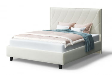 Кровать СОФИЯ 2000*1800мм (на опорах), велюр Бренди лайт 02 (серо-белый), (б/основания, б/матраса)