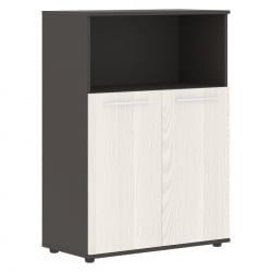 Шкаф с глухими малыми дверьми ЕДИС ЕМCС 85.3 Ясень Траун Белый Мокко / EDIS EMCS