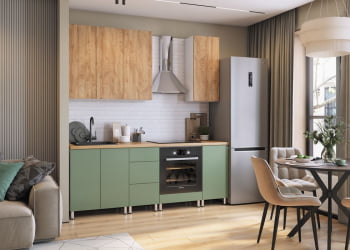 Кухня Деми 2,2 м, белый/лиственница охотская/фисташка/дуб бунратти №100Ш