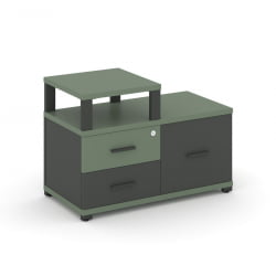 Тумба приставная сервисная с надставкой узкой CОНCЕПТ CН.ТСР-002 Б/В Кобо Антрацит / CONCEPT CN.TSR-002 B/W