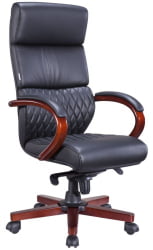 Кресло для руководителя Everprof President Wood Экокожа Черный