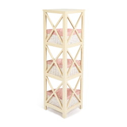 Этажерка Secret de Maison ANGULAIRE 3 ( mod. PE-04 ) paulownia, мдф, 34x34x123см, butter white (слоновая кость), ткань - красная клетка