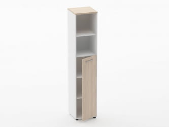 Шкаф 4 узкий  2 полки открытые, 3 полки закрытые Дека 10.19.13Пр Туя/Белый / Deka