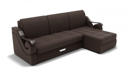 Диван Дубай-2 с оттоманкой угол левый/правый (ЗР) Цвет фасада: Коричневый; Тип: Левый/правый; Материал фасада: Металл/Велюр