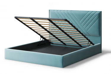 Кровать МИРА 2000*1200мм (без опор), велюр НЕО 22 (бирюзовый), (б/основания, б/матраса) / NEO
