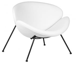 Кресло дизайнерское ДОБРИН ЕМИЛЙ (белый винил ЙП17, черное основание) 2 шт / DOBRIN EMILY YP17,