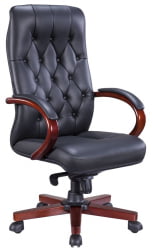 Кресло для руководителя Everprof Monaco Wood Экокожа Черный