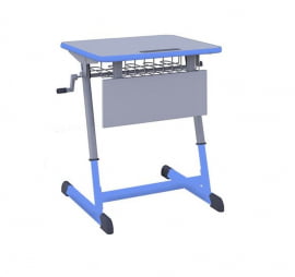 Парта одноместная НОМАД В 600х500 с ручной регулировкой высоты с антивандальной полиуретановой кромкой (рост 4-6) Голубой/Серый / NOMAD V