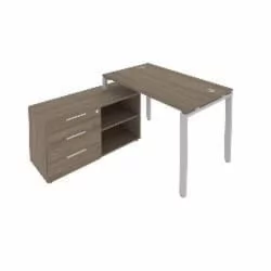 Рабочая станция на П-образном м/к с опорной тумбой левая Метал Сйстем Б.РС-СТС-2.2 Л Вяз/Серый / Metal System