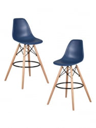 Стул барный ДОБРИН ДСВ БАР (ножки светлый бук, цвет темно-синий (БЕ-12)) 2 шт / DOBRIN DSW BAR (BE-12))