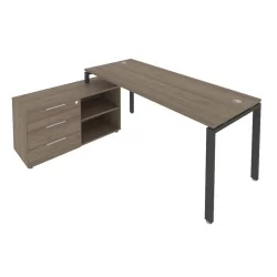 Рабочая станция на П-образном м/к с опорной тумбой левая Метал Сйстем БП.РС-СТС-2.5 Л Вяз/Антрацит / Metal System