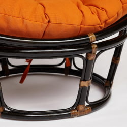 Кресло PAPASAN 23/01 W /с подушкой/ диаметр подушки 122 см, 115х101х104 см, Antique brown (античный черно-коричневый), ткань Оранжевый