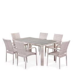 Комплект плетеной мебели T51A/Y376-W85-150x85 6Pcs Latte Комплект плетеной мебели T51A/Y376-W85-150x85 6Pcs Latte