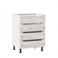 Тумба кухонная 600 с 2 ящиками ЛЮКС (4) Винченца ЛД 234.900.000.016 Тип 2 Белый Дуб Крафт белый