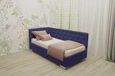 Подростковая кровать ВЕРСАЛЬ БЕЗ ОСНОВАНИЯ (BERHOUSE) Цвет фасада: Синий; Материал фасада: Металл/Велюр; Спальное место: 800х1900