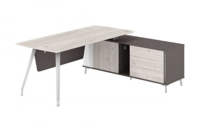 Стол руководителя на опорной тумбе правый Сирио СР.101.ДН.ВФ.Р Дуб Тоскана Вольфрам / Sirio SR.101.DN.WF.R