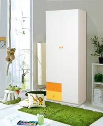 Шкаф 2-х дверный комбинированный с ящиками Радуга Белый/Лайм/Синий