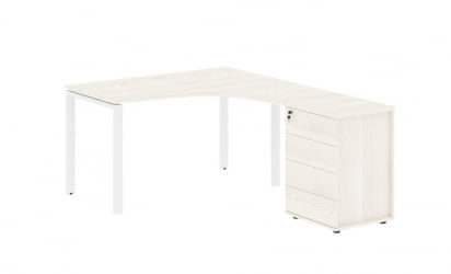 Стол эргономичный с тумбой правый EDIS EUCET 1318 R Ясень Траун Белый