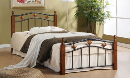 Кровать AT-126 дерево гевея/металл, 90*200 см (Single bed), красный дуб/черный