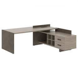 Стол руководителя левый WOOD&STONE СФ-531201 Дрифтвуд Бетон Чикаго темный