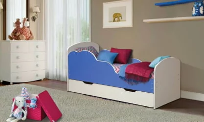Кровать детская ОБЛАКА №2 800*1600 Белый/Синий