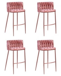 Стул барный ДОБРИН ЕММА РОСЕ ГОЛД (розовый велюр (ВФ-10)) 4 шт / DOBRIN EMMA ROSE GOLD (VF-10))