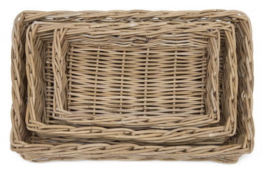 Корзина Secret De Maison Numbai (набор из 3 штук ) натуральный ротанг, 61*41*13/53*32*9/43*27*9 см, Натуральный Кубу / Natural Kubu