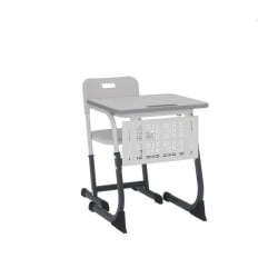 Парта одноместная регулируемая по высоте СМАРТЙ ПЛУС 600х500 с антивандальной  полиуретановой кромкой (рост 5-7) Антрацит/Белый/Серый / SMARTY PLUS