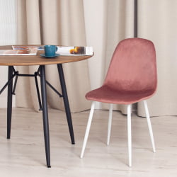 Кухонный стул BREEZE (mod. 4724) вельвет/металл, 44 х 53 х 87 см, Coral (коралловый) HLR44 / белый