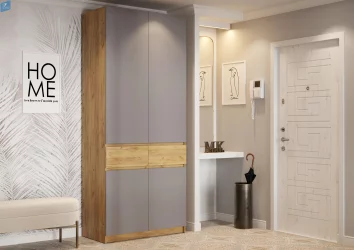 Дизайнерский шкаф ШК-001 БОСТОН дуб крафт золотой/Шифер серый