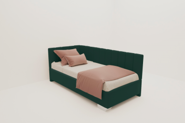 ДЕТСКАЯ МЯГКАЯ ИНТЕРЬЕРНАЯ КРОВАТЬ ТЕРРА С ОРТОПЕДИЧЕСКИМ ОСНОВАНИЕМ (BERHOUSE) Цвет фасада: Зеленый; Материал фасада: Металл/Велюр; Спальное место: 900х2000 мм