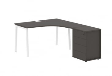 Стол эргономичный с тумбой (правый) EDIS ELCET 1318 R Мокко Белый