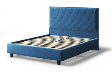 Кровать СОФИЯ 2000*1800мм (на опорах), велюр Бренди лайт 08 (синий), (б/основания, б/матраса)