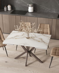 Стол раскладной Мармер 120-180*80*76 см керамика капучино / Marmer