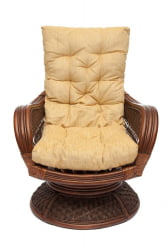 Кресло-качалка ANDREA Relax Medium /с подушкой/ Pecan Washed (античн. орех), Ткань рубчик, цвет кремовый