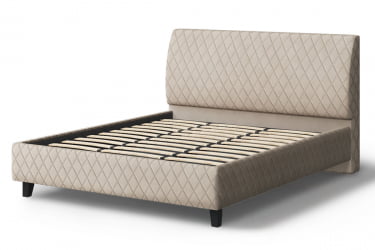 Кровать Хилтон, 2000 кс 1400 мм (на опорах), велюр Бренди лайт 03 (бежевый), (б/основания, б/матраса) / x