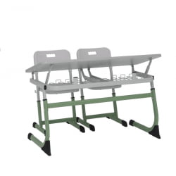 Парта двухместная регулируемая по высоте СМАРТЙ с углом наклона столешницы (рост 5-7) Желтый/Серый / SMARTY