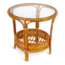 Комплект ПЕЛАНГИ 02/15 ( стол со стеклом + 4 кресла ) [без подушек] ротанг, кресло 65х65х77см, стол диаметр 64х61см, Хоней (мед) / PELANGI Honey